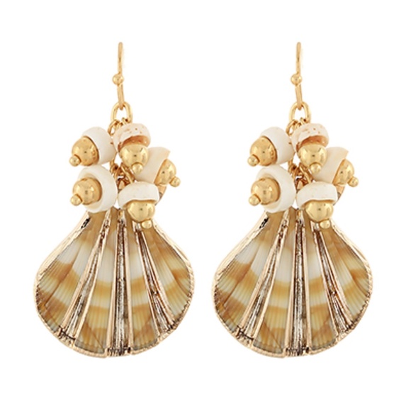 Seashell & Metal Ball Dangle Earrings